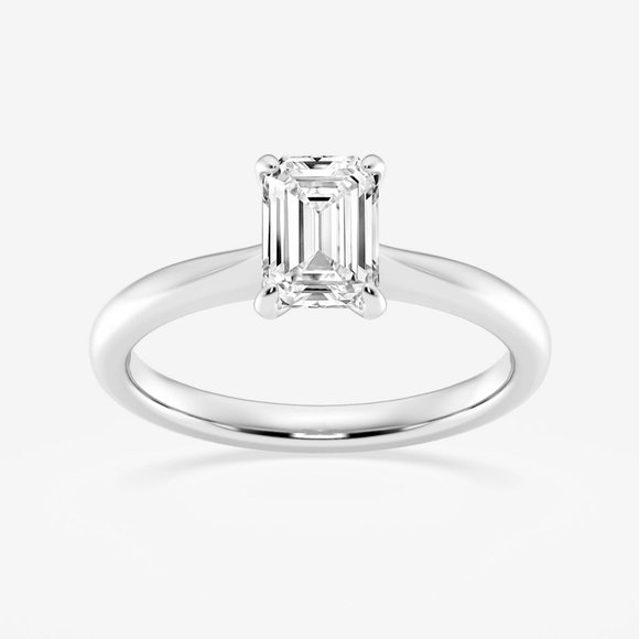 1 ctw Emerald Lab Grown Diamond Petite Solitaire Engagement Ring - Picture 1 of 6